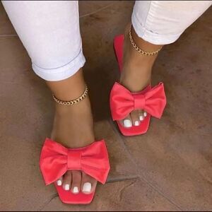 Pink Bow Slide Sandals
